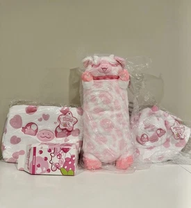 Aphmau Meemeows Strawberry Milk Cow 19” Plush, 6” Mini Plush, Bag & Hat Set READ - Picture 1 of 3