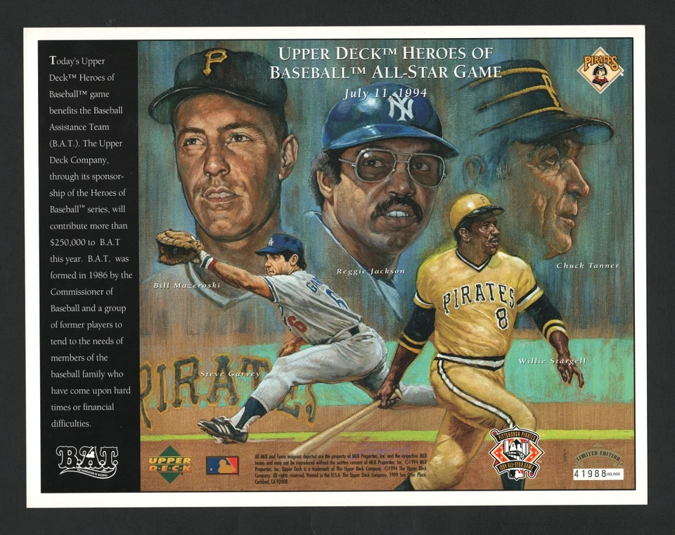 1994 Upper Deck Heroes of All Star Game Commemorative Sheet  #L314 - Image 1 of 1