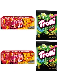 2 X 12oz 12pk Trolli Mountain Dew Zero sugar Cans And 2 X 4.25 Oz Trolli Gummies - Picture 1 of 5
