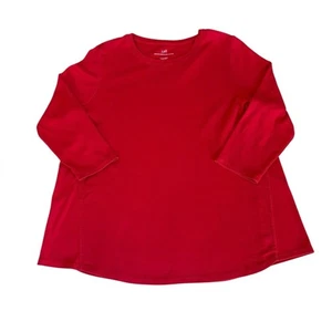 J Jill Red Pima Cotton 3/4 Sleeve Side Inset Tee Womens Size Large - Picture 1 of 8