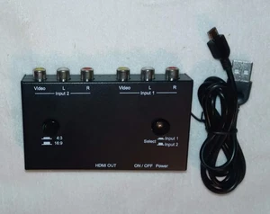 2 Port AV To HDMI Converter 2 In 1 Out 2 RCA To HDMI Adapter 2AV To HDMI - Picture 1 of 3