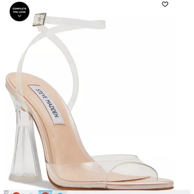 Sandalias de vestir Steve Madden Beki transparentes con correa al tobillo tacón Lucite talla 9 nuevas en caja Foto 1 de 4