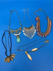 5 Southwest Style Necklaces Signed Jade & Jasper Nine West Vintage - Picture 1 of 14