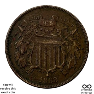 1868 2 Cent Piece X-1289 - Picture 1 of 3