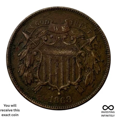 1868 2 Cent Piece X-1289 - Image 1 of 3