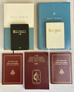 7 NEW Bibles (5)New Testament Pocket Bibles NKJV, KJV,  (2) Complete ESV Bibles - Bild 1 von 15
