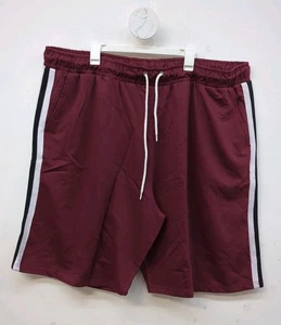 Bigdude Contrast Tape Loopback Men's Lightweight Shorts Size 4X Large Burgundy - Picture 1 of 8