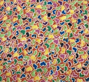 Blank Textiles Fabric Mini Multicolor Hearts Pink Background 38 x 44” - Picture 1 of 3