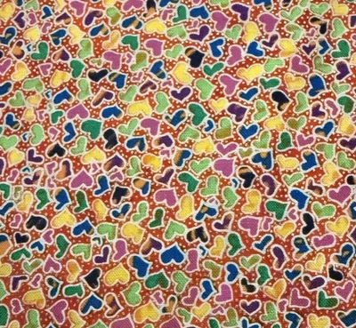Blank Textiles Fabric Mini Multicolor Hearts Pink Background 38 x 44” - Image 1 of 3