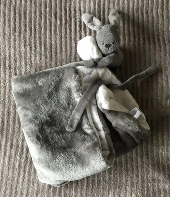 Doudou Couverture lapin blanc gris foncé anthracite Nattou - Photo 1/3