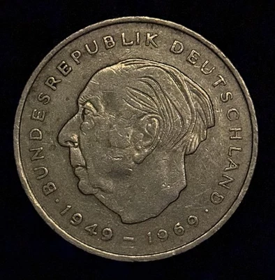 Moedas comemorativas CuNi 1973 J e 1989 F 2 Mark Alemanha Ocidental - Imagem 1 de 4