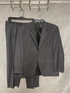 Ralph Lauren Suit Men 42R Gray Striped 2B Cashmere Wool Academia 36X29 Pant Luxe - Picture 1 of 16
