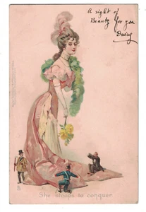 "She Stoops to Conquer" Tuck Postcard 1902 Oliver Goldsmith - Picture 1 of 2