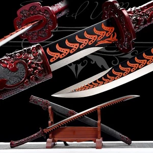 Handmade Katana/Red/Full Tang/High-Quality Blade/Collectible Sword/Traditional - Picture 1 of 11