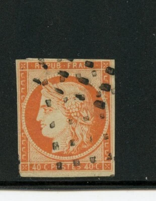 France #7 (F317) Ceres, 40c orange imperf, unwmk, used, FVF, CV$360.00 - Image 1 of 2