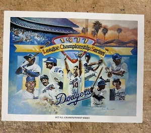 LOS ANGELES DODGERS 8.5x11 Litho Print by FARRELL 1977 N.L. CHAMPIONSHIP SERIES - Picture 1 of 3