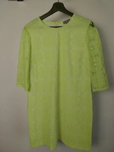 Anthropologie Vilagallo Italian neon Yellow Lace Dress size 44 UK 14  - Picture 1 of 12