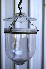 Antique Colonial Bell Jar Glass Lantern Belgian Lamps Pendent Light Ceiling "F88