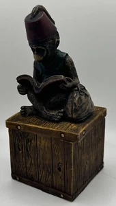 Dezine Monkey Reading Book Trinket Box 1999 Hand Painted Unique - Picture 1 of 4