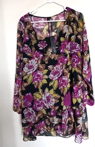 YOEK,DUTCH DESIGNER,MEDIUM,BRIDGET  SILK PRINT DRESS TUNIC,MADE IN TURKEY. NEW - Picture 1 of 4