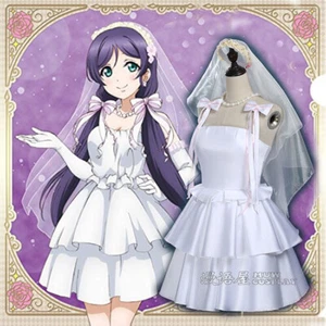Encantador Tojo Nozomi Disfraz de Cosplay Blanco Vestido de Dama de honor - Imagen 1 de 3