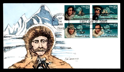 2389A 25c Stamp (1988) THE ANTARCTIC EXPLORERS FDC - FRANS M. GEERLINGS - Image 1 of 2