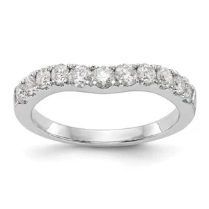 14K White Gold 3/4 carat Diamond Contoured Wedding Band Ring Size 7 - Picture 1 of 4