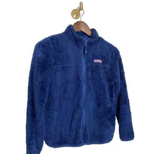 VINEYARD VINES Girls Navy Blue Jacket Sherpa Full Zip Size Large 14 Layer - Picture 1 of 9