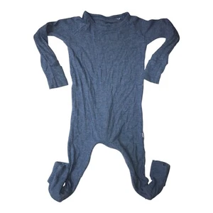 Little Sleepies Crescent Zippy Blue 6-12 Months Heather Blue Ribbed Zippy EUC - Picture 1 of 5