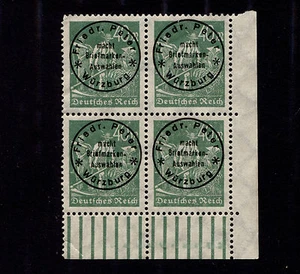1923 Alemania 40m Inflación Friedr Peter Wurzburg Bloque de sobreimpresión privada de 4 MN - Imagen 1 de 2