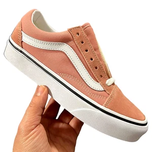 Vans Old Skool Big Girls Skateboard Shoes Size 4 Rose Dawn White Canvas & Suede - Picture 1 of 12