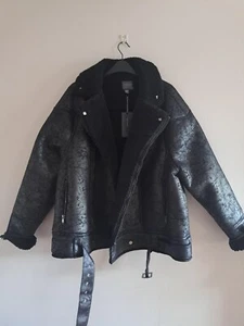 Aviator Bomber Urbancode London Faux Fur Shearling Black size XL, RRP £220 - Picture 1 of 4