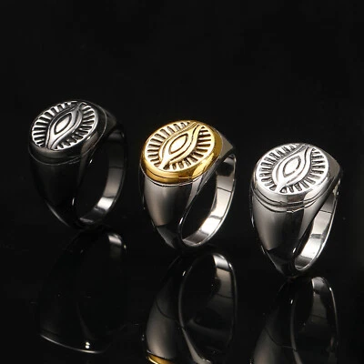 Men's Hip Hop Masonic Eye Of Providence Ring Stainless Steel Punk Ring Size 7-13 - Image 1 of 4