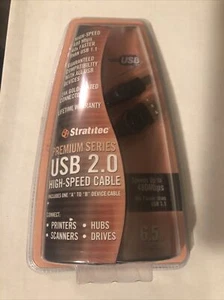 Cable y adaptador de extensión de alta velocidad USB 2.0 A B Stratitec placa de oro de 24 k de 6,5' - Imagen 1 de 2