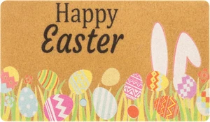 Spring Happy-Easter Welcome-Doormats Non-Slip-Coir Outdoor-Entrance-Decor - Fron - Picture 1 of 12