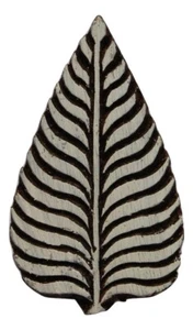 Floral Leaf Wood Stamp Indian 5.4 x 9.5cm Hand Carved Printing Block - Picture 1 of 3