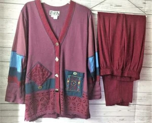 Vintage Faith 2 Pc Pant M Jacket M Set Regular Oyster Shell Buttons - Picture 1 of 8