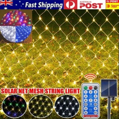 Solar LED String Fairy Net Lights Curtain Mesh Christmas Party Garden Outdoor - image 1 of 4