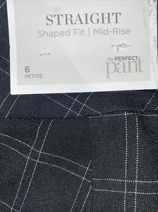 Christopher Banks 6P NWT Straight Shaped Fit Mid Rise Black PLAID Pants 5699🧡 - Picture 1 of 13