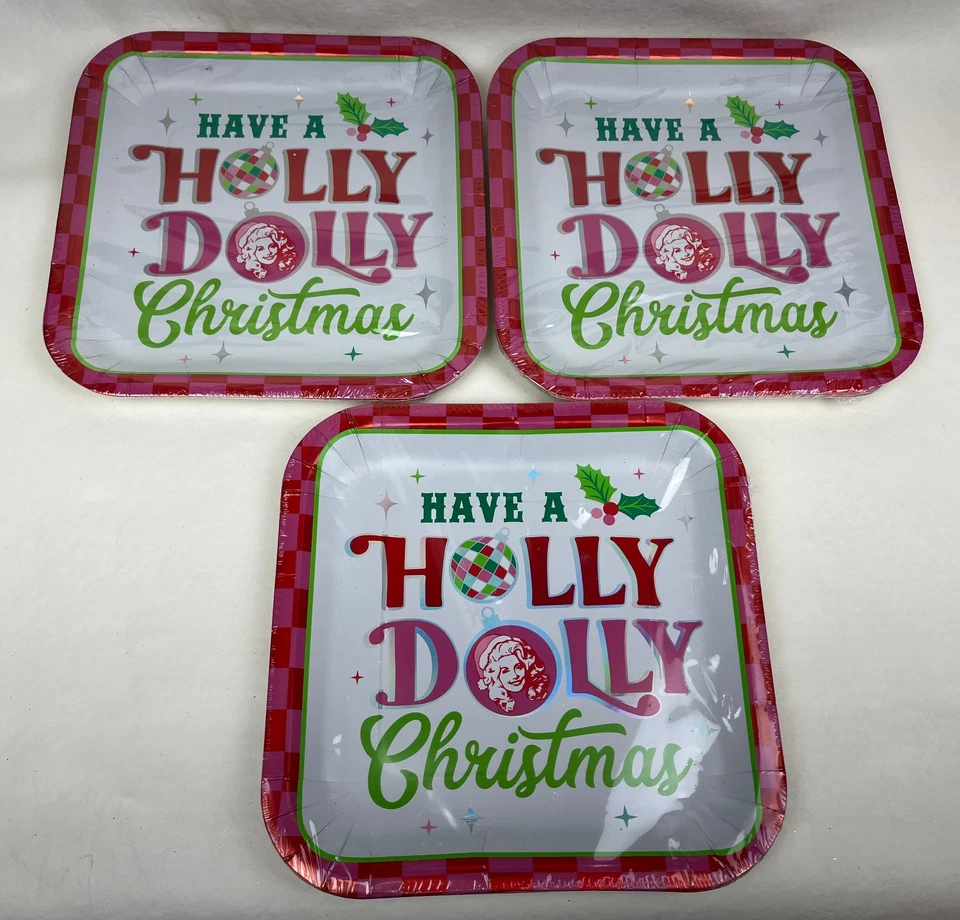 3 paquetes de platos de cena de Navidad Dolly Parton 8 unidades cada uno Foto 1 de 1