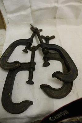 2 x Record No. 4 G Cramp C Clamp Carpenters Workshop Tool 4" - Image 1 of 4