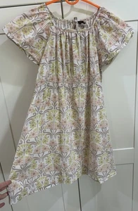 Tea Collection Sz 8 Girls Floral Cotton Dress Flutter Sleeve Summer Pink Green - Picture 1 of 11