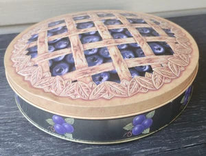 Blueberry Pie Decorative Tin W/ Lid 10 1/2”SCC Lattice Work - Picture 1 of 7