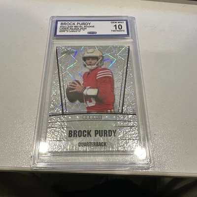 Brock Purdy 2023 LEAF Metal Rookie Silver /25 RC 49ers CCG 10 - Image 1 of 4