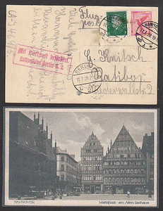 Hannover, Ansichtskarte 1929 per Luftpost  nach Ratibor mit LPB-Stempel - Picture 1 of 1
