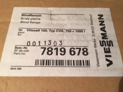 VISSMANN VIESSMANN 7819678 BLINDFLANSCH