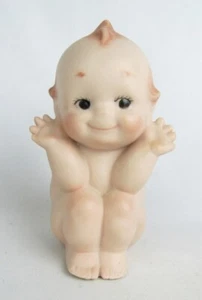 Bisque Signed Rose O'Neill Sitting Kewpie Doll Sitting with Hands Up Figurine - Picture 1 of 8