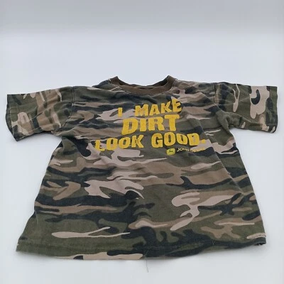 John Deere Shirt Boy's Medium 5/6 Green Camo I Make Dirt Look Good Slogan Tee - Image 1 of 4