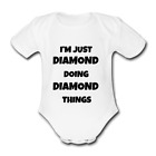 DIAMOND BLACK Babygrow Baby Vest Grow BABY NAME gift PRESENT FOR A CHILD NAMED
