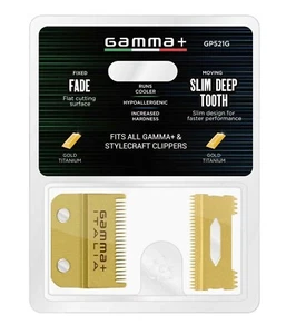 StyleCraft Gamma Fixed Gold Titanium Fade Blade Set GP521G SC521G NEW - Picture 1 of 5